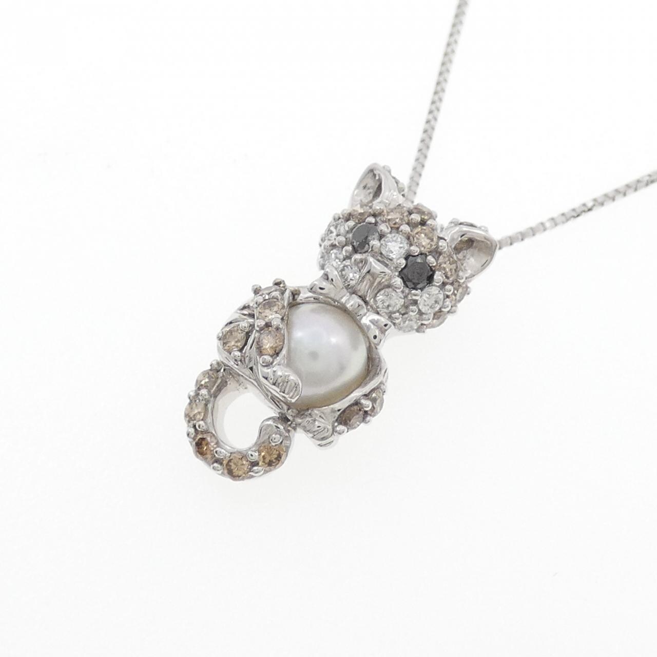 K18WG Cat Akoya Pearl Necklace