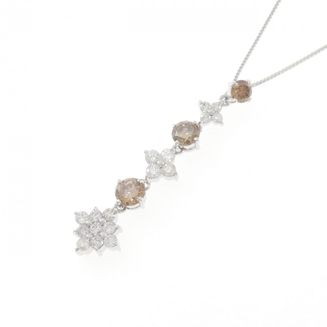 K18WG フラワー ダイヤモンド ネックレス 1.32CT