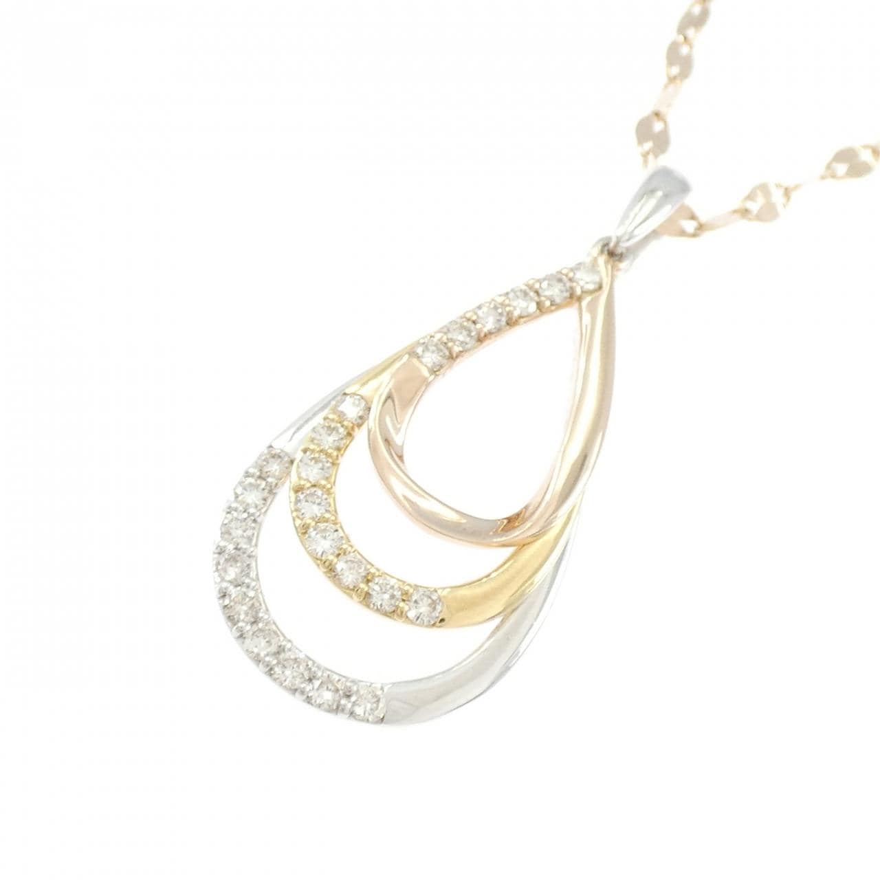 K18スリーカラー ダイヤモンド ネックレス 0.32CT