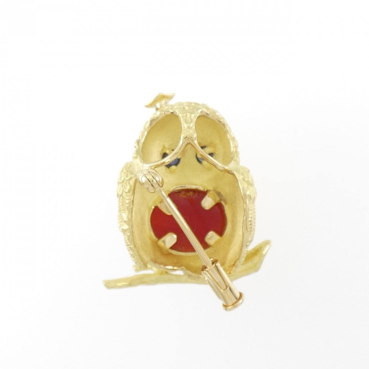 K18YG Owl Sapphire Brooch