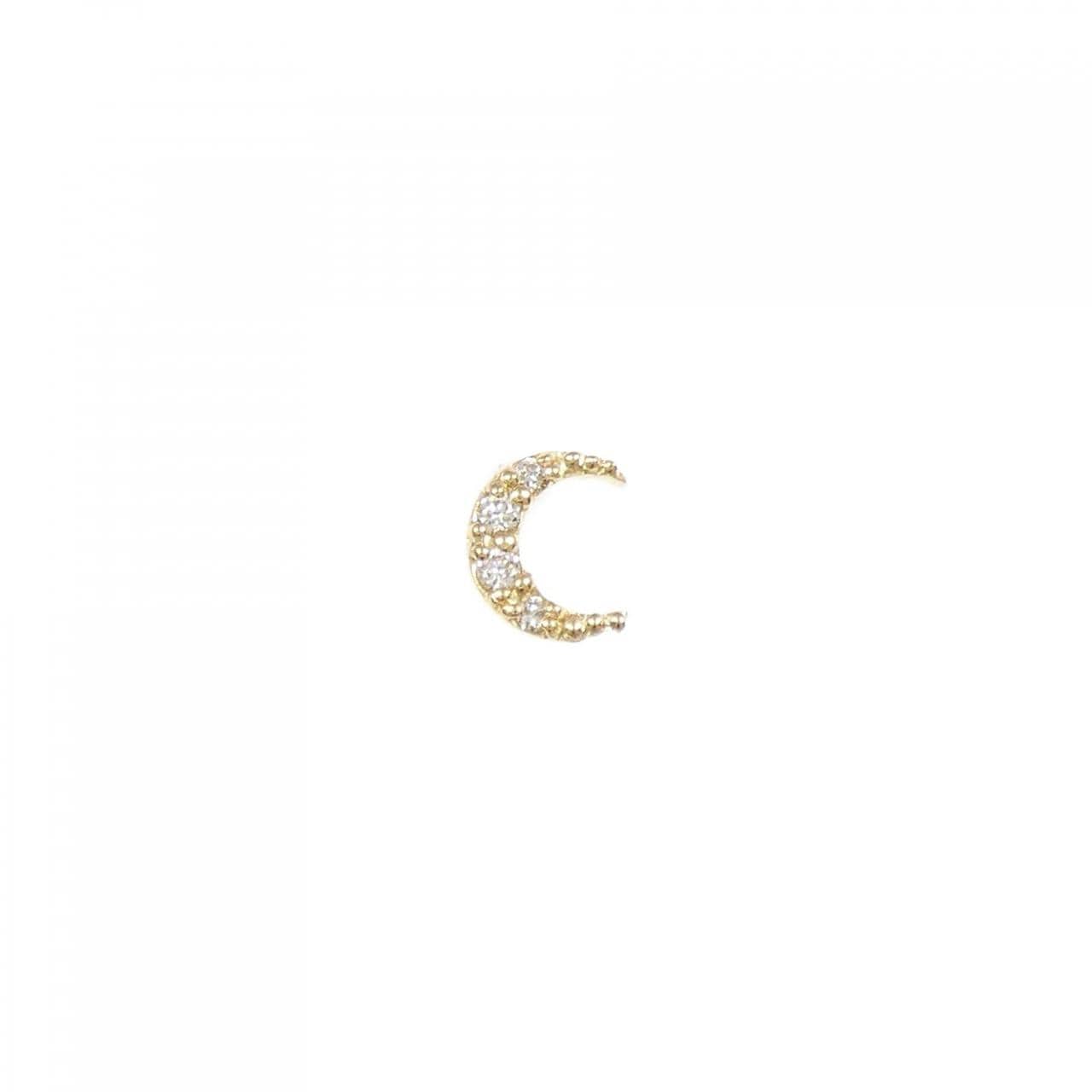 [新品] K18YG 月亮鑽石耳環单耳0.02CT