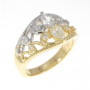 K18YG/PT ダイヤモンド リング 0.37CT