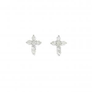 PT900 クロス ダイヤモンド ピアス 0.30CT