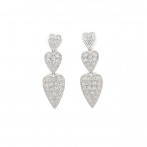 K14WG パヴェ ハート ダイヤモンド イヤリング 1.10CT