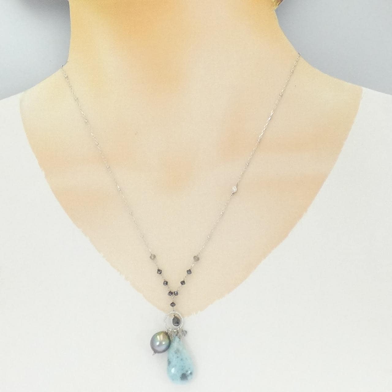 K18WG カラーストーン ネックレス