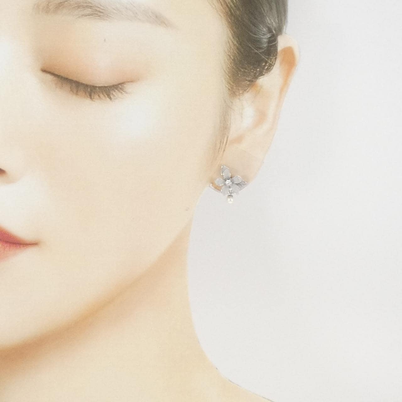 PT900 フラワー アコヤパール ピアス 3.5mm