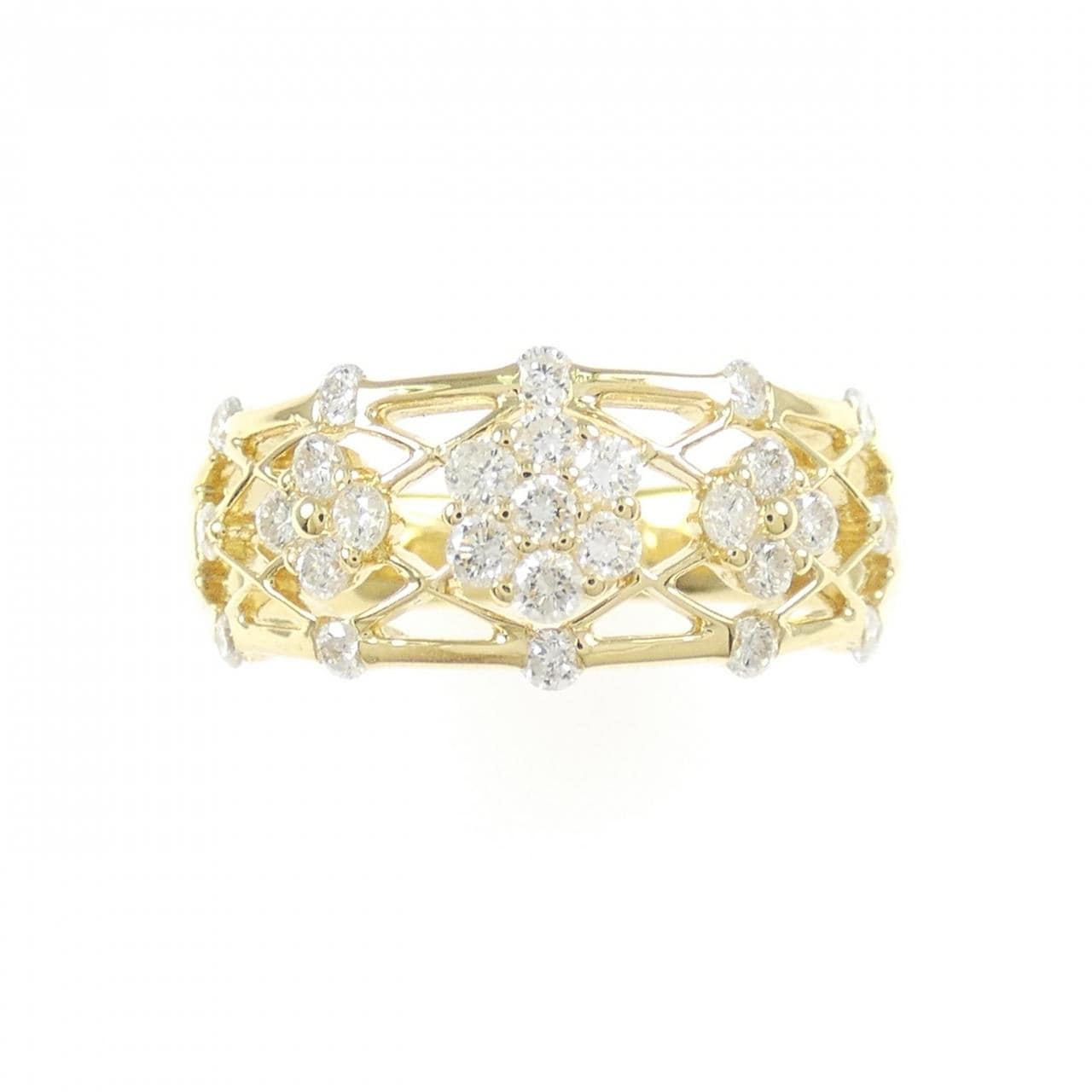 K18YG フラワー ダイヤモンド リング 0.50CT