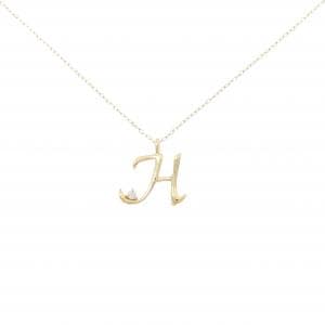 K18YG イニシャルH ダイヤモンド ネックレス 0.01CT