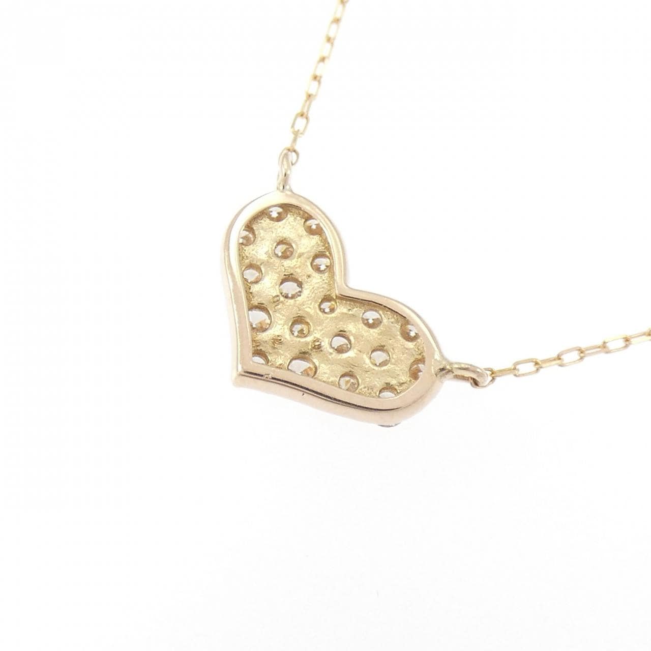 K18PG ハート パヴェ ダイヤモンド ネックレス