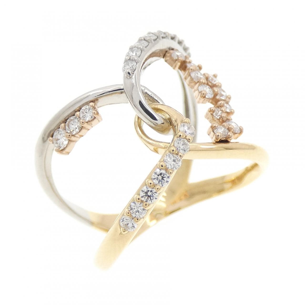 K18YG/PT900/K18PG ダイヤモンド リング 0.35CT