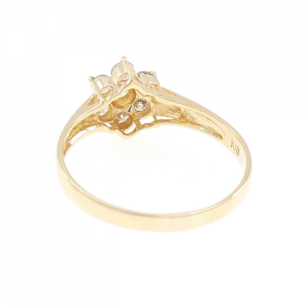 K18YG フラワー ダイヤモンド リング 0.50CT