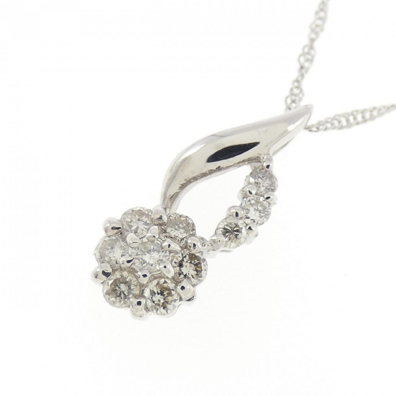 PT900/PT850 フラワー ダイヤモンド ネックレス 0.15CT