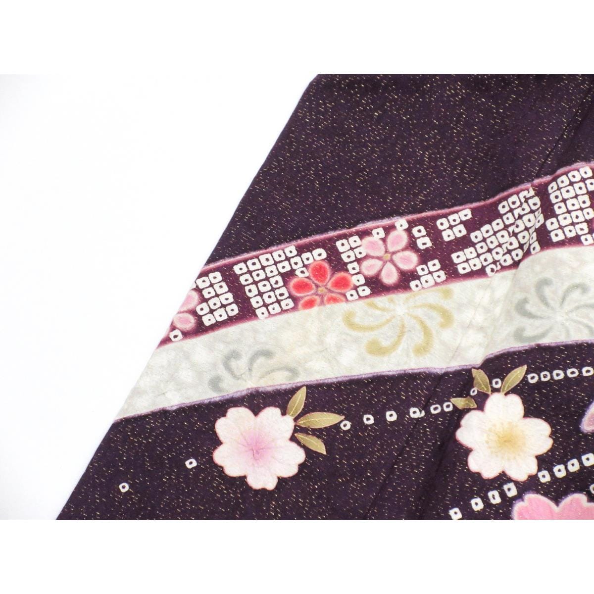 振袖　金通しボカシ染　友禅加工刺繍入り　絞り加工