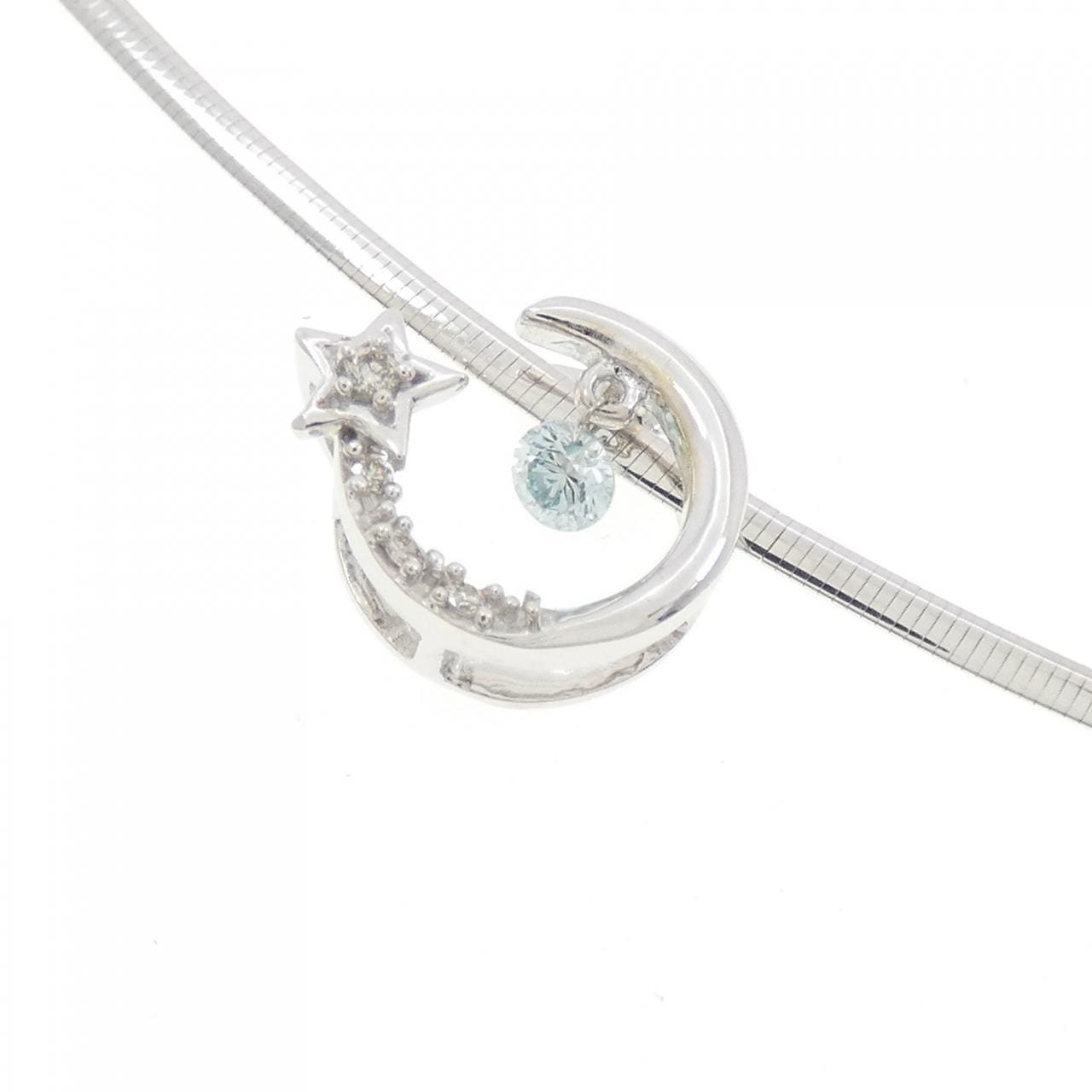 K18WG/K18YG ムーン×スター ダイヤモンド ネックレス 0.07CT