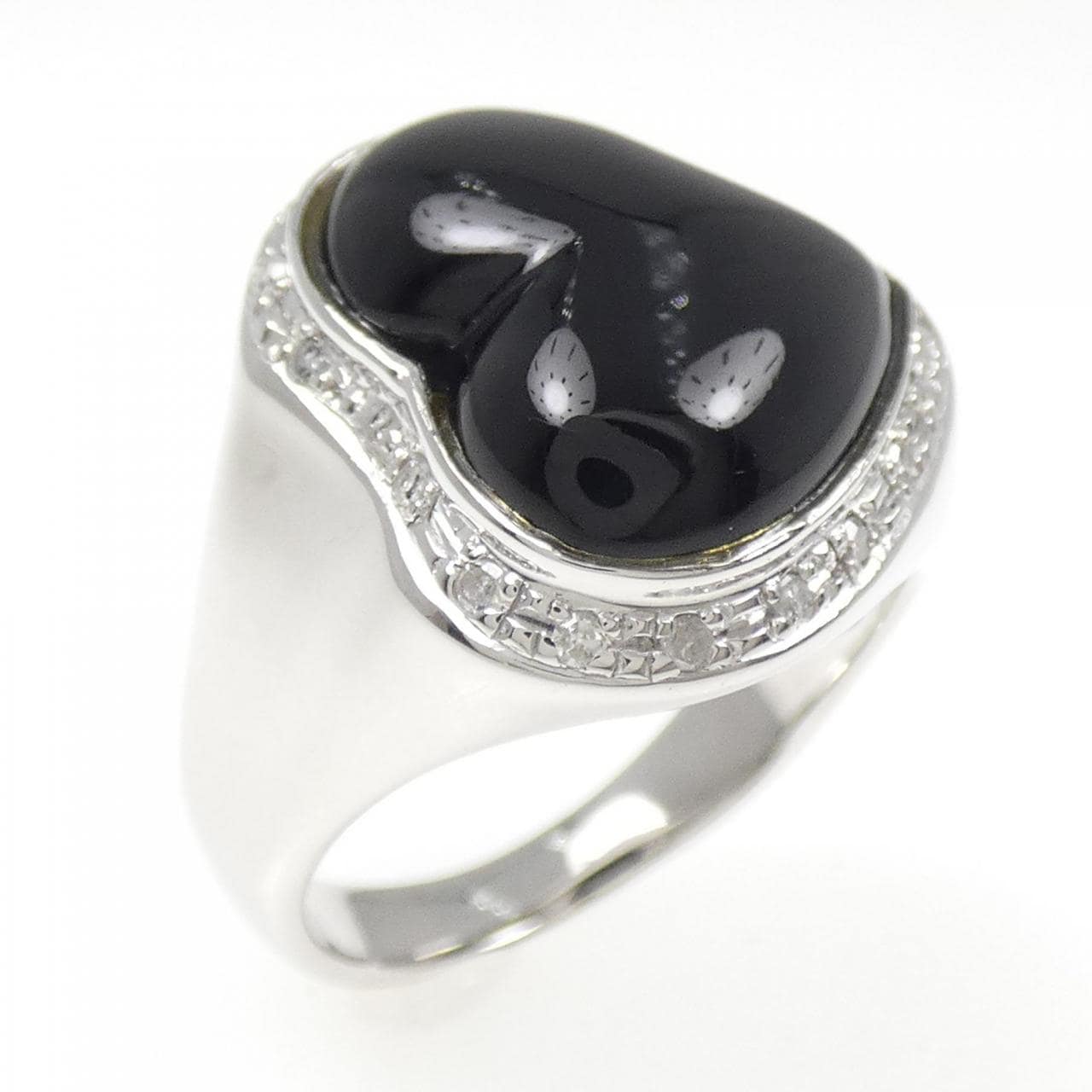 K14WG ハート オニキス リング