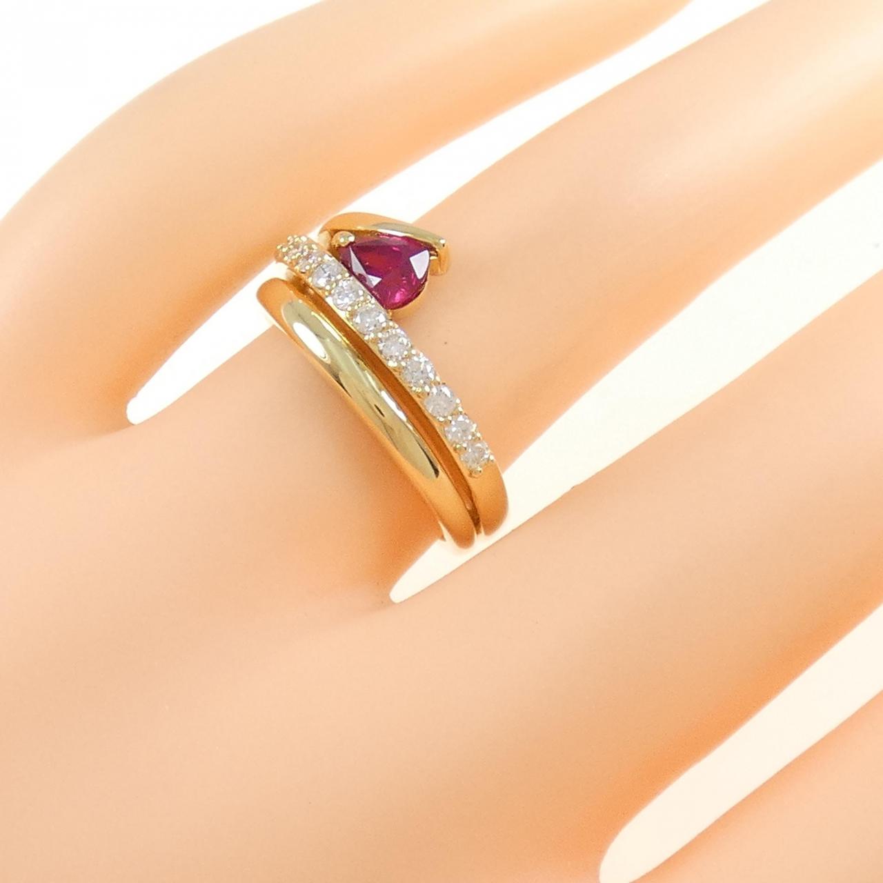 K18YG红宝石戒指0.58CT