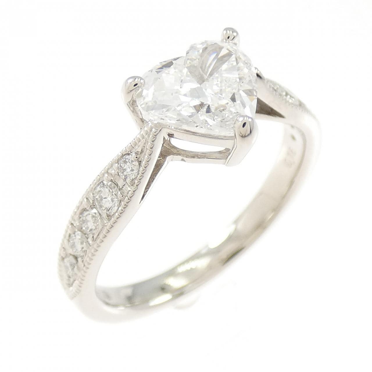 【リメイク】PT900 ダイヤモンド リング 1.003CT E SI1 ハートシェイプ
