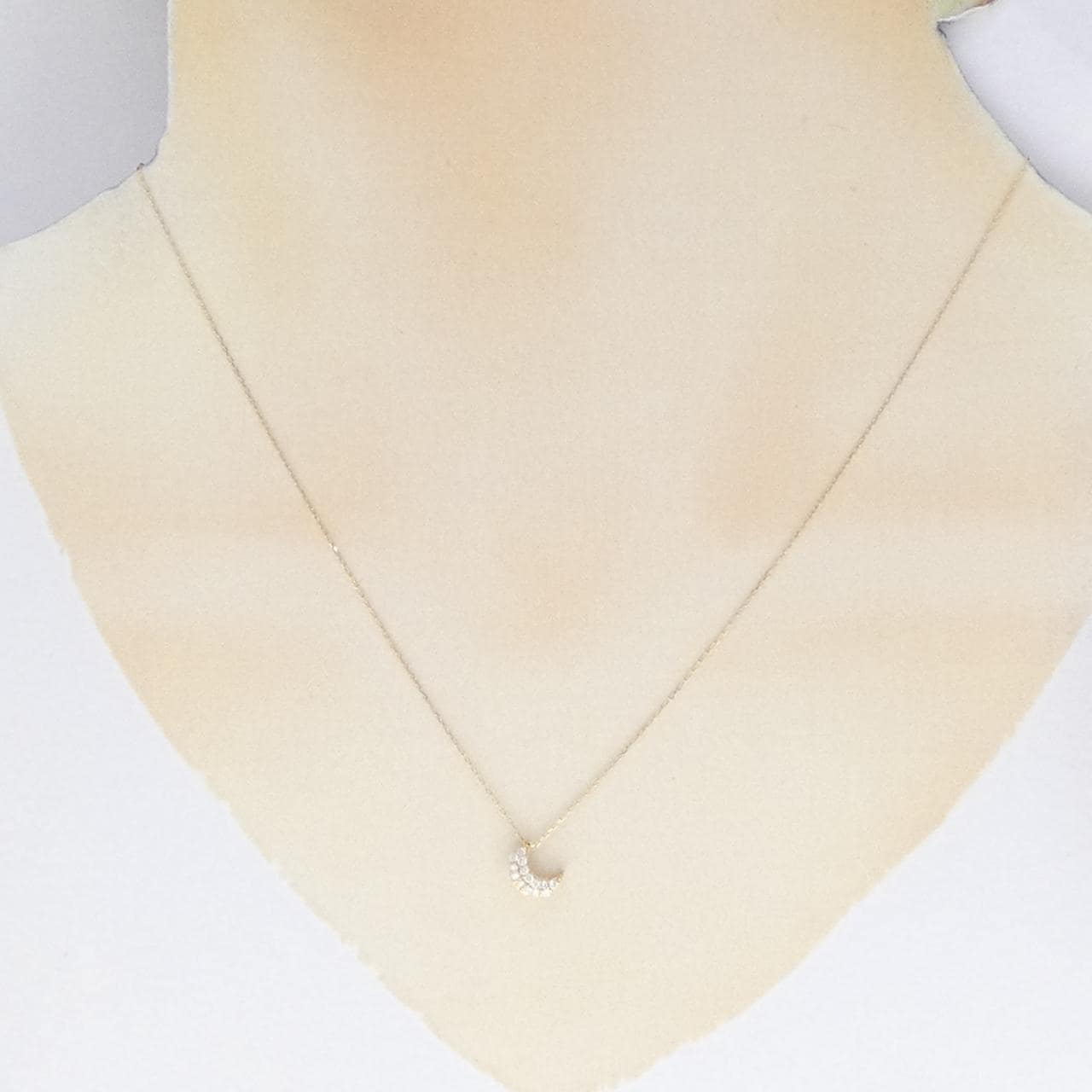 [BRAND NEW] K18YG Moon Diamond Necklace 0.10CT