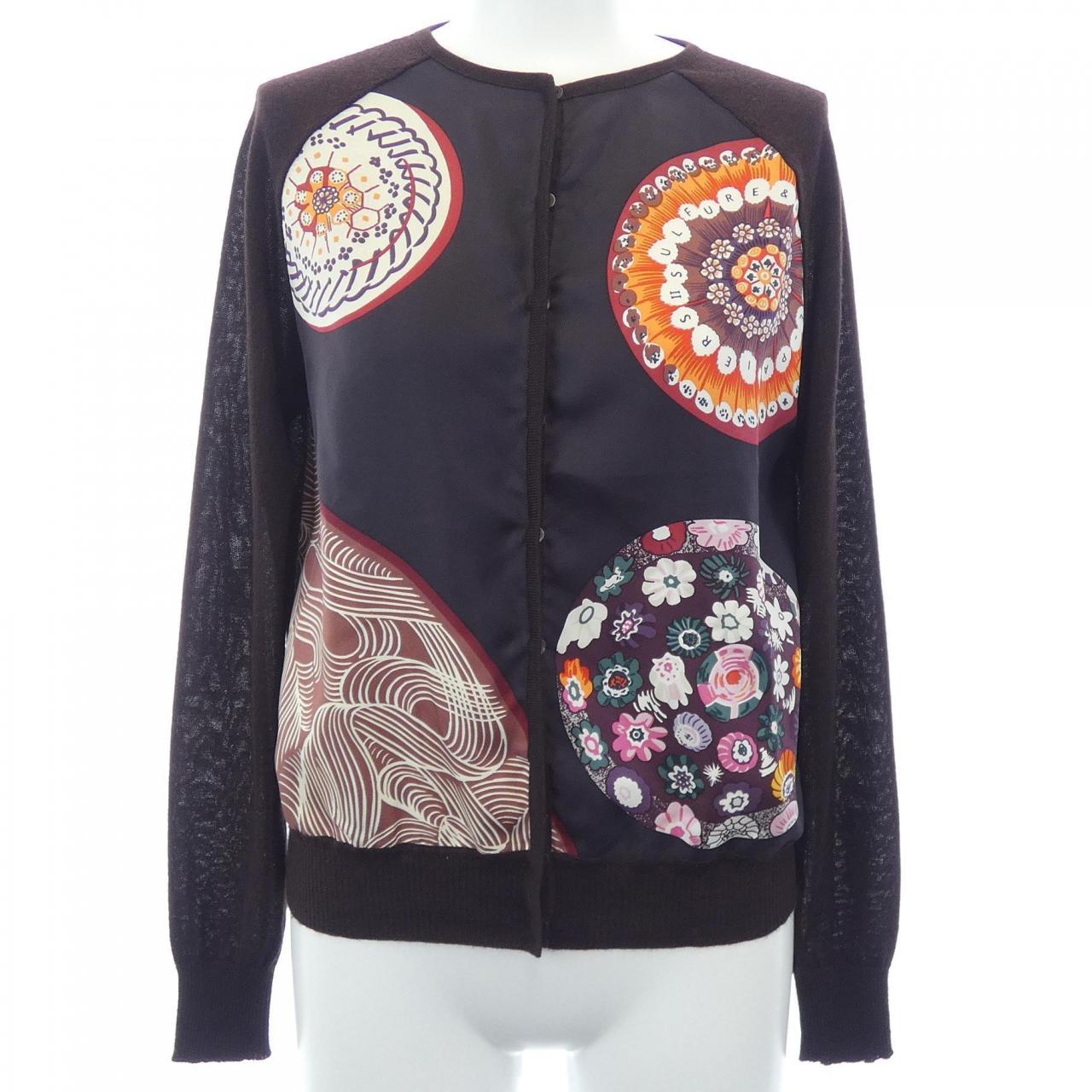 【ヴィンテージ】エルメス HERMES SULFURE&PRESSE PAPIERSⅡ ツイルレーヌ カーディガン