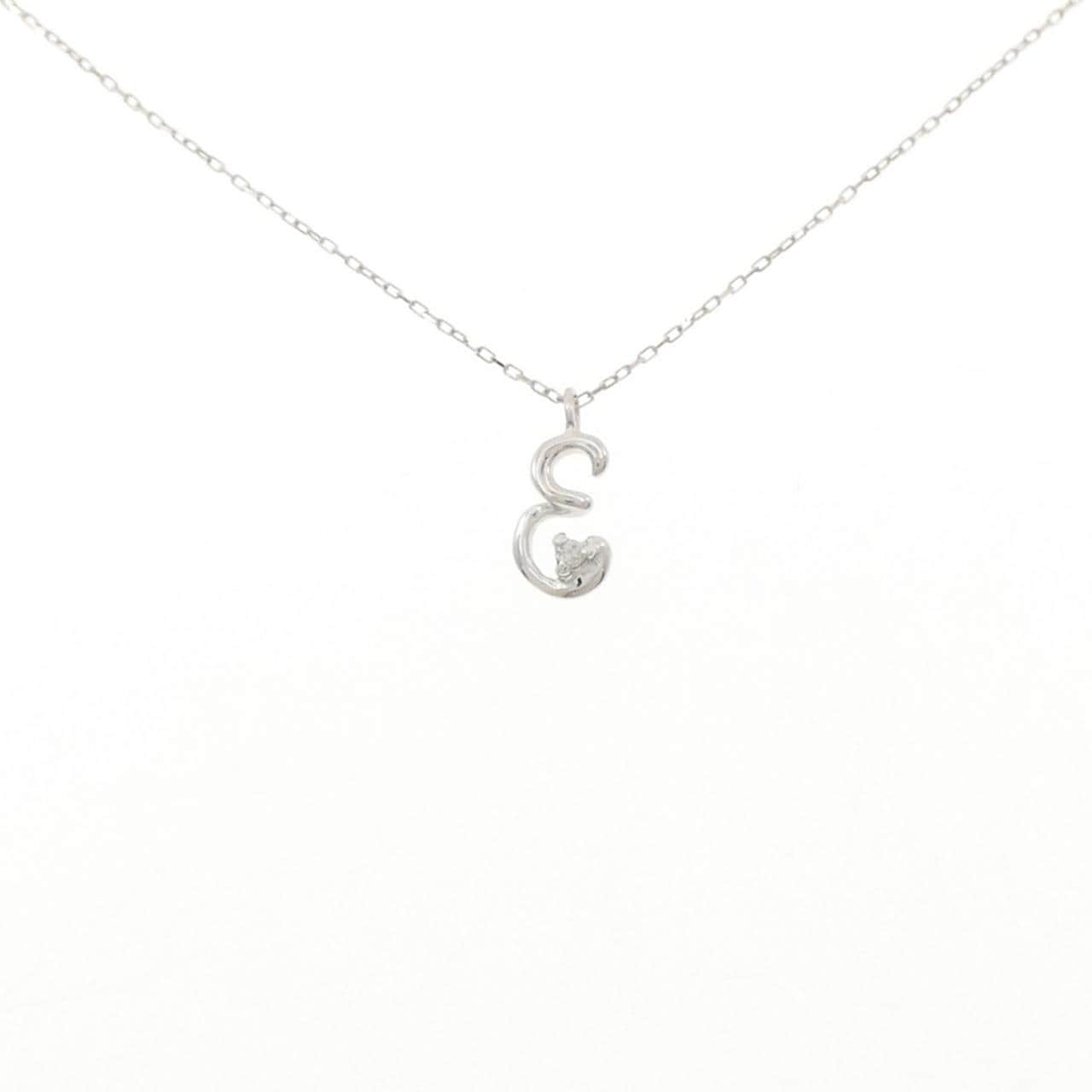 K10WG  イニシャルE ダイヤモンド ネックレス 0.01CT