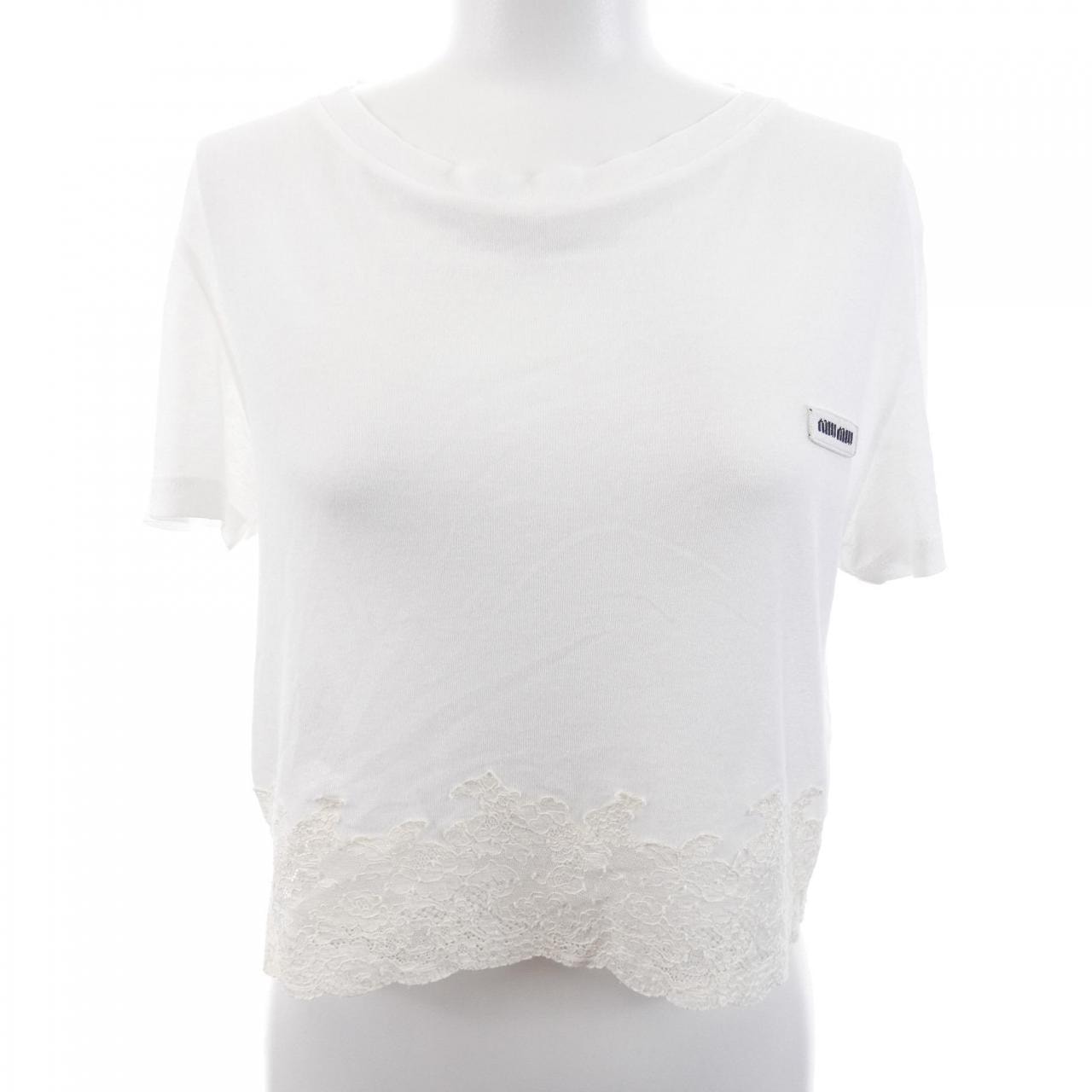 ミュウミュウ MIU MIU リブジャージー クロップド MT2155 SOOO 16J0 Tシャツ