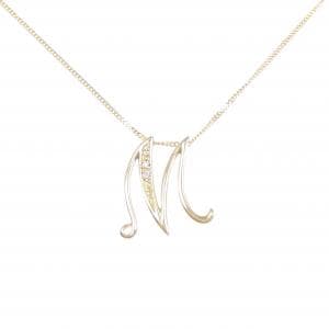 K18YG イニシャルM ダイヤモンド ネックレス 0.01CT