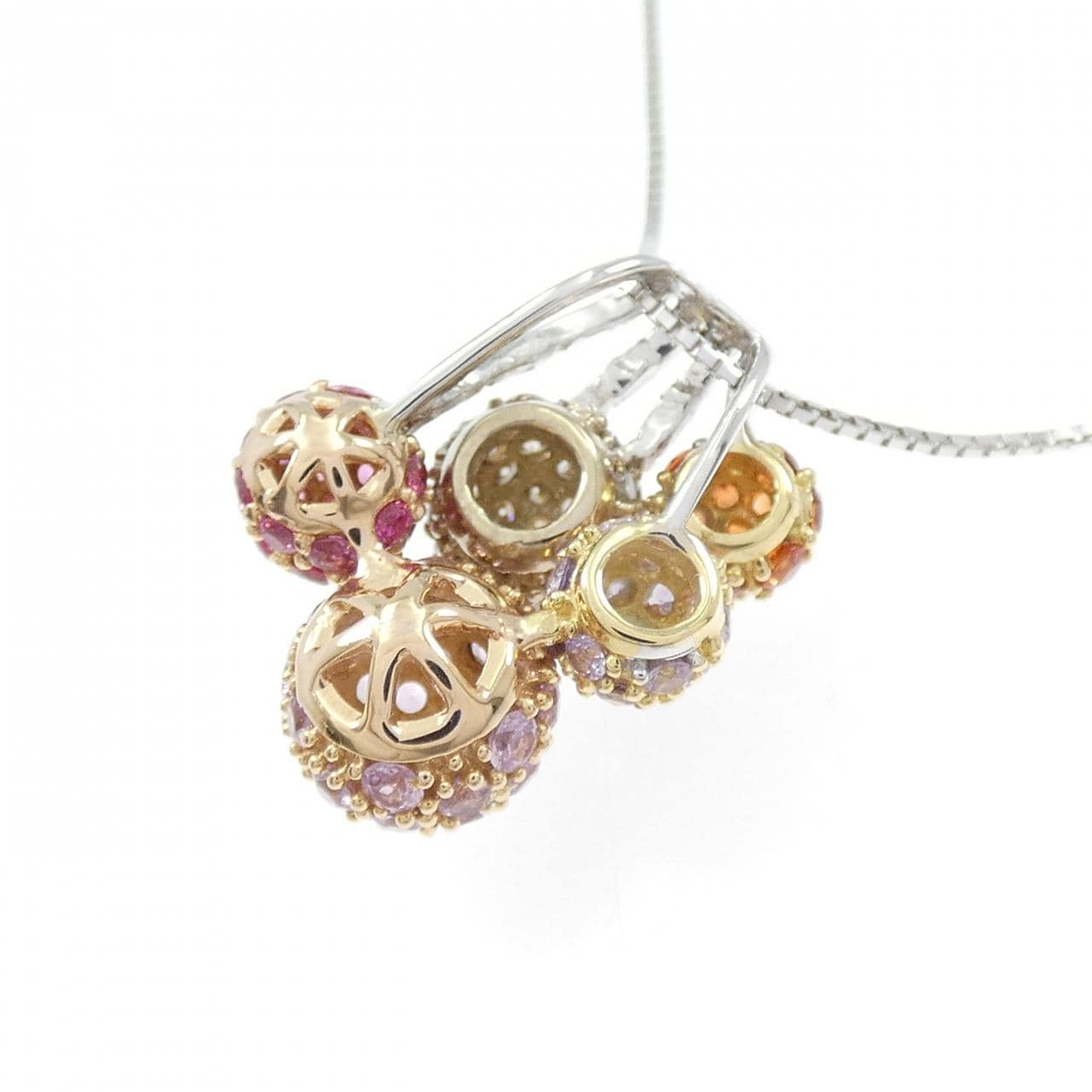 K18スリーカラー カラーストーン ネックレス