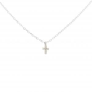 K18WG クロス ダイヤモンド ネックレス 0.05CT