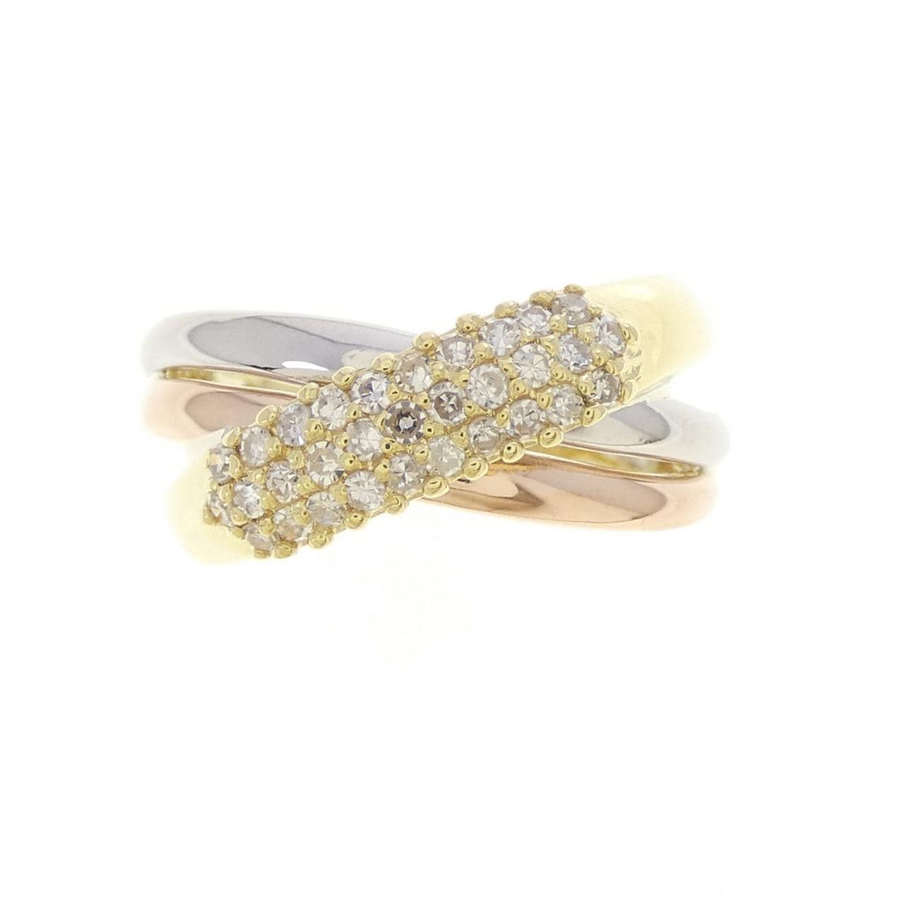 K18YG/PT900/K18PG ダイヤモンド リング 0.30CT