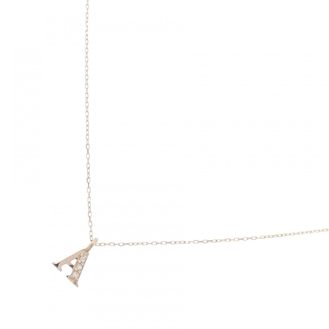 K18PG イニシャルA ダイヤモンド ネックレス 0.01CT