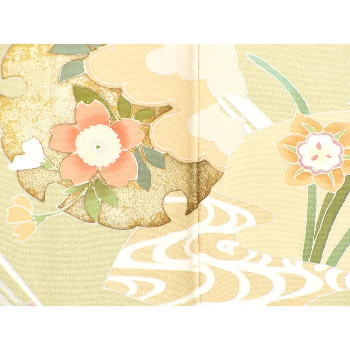 【未使用品】訪問着　友禅金彩加工　刺繍入りボカシ染