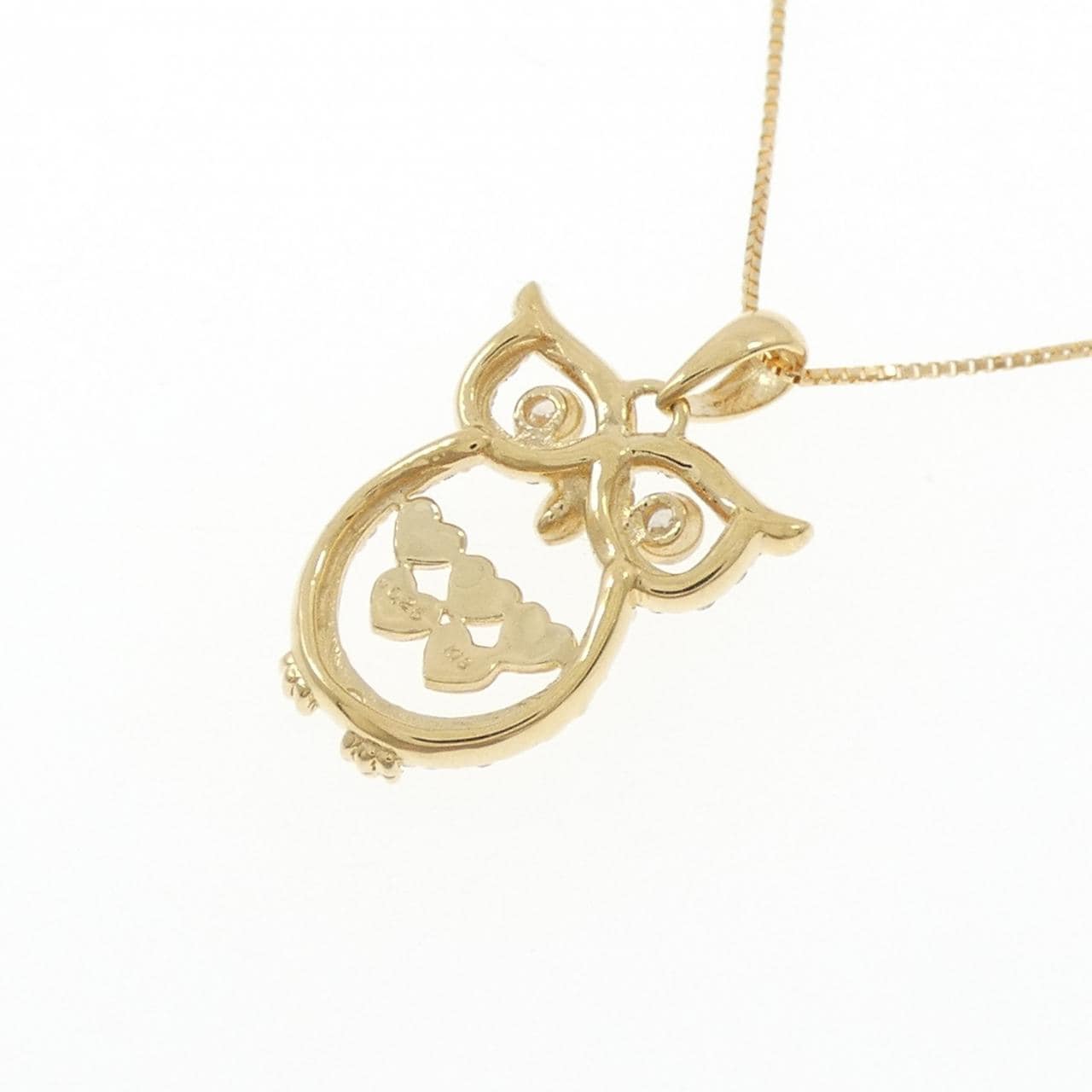 K18YG フクロウ ダイヤモンド ネックレス 0.25CT
