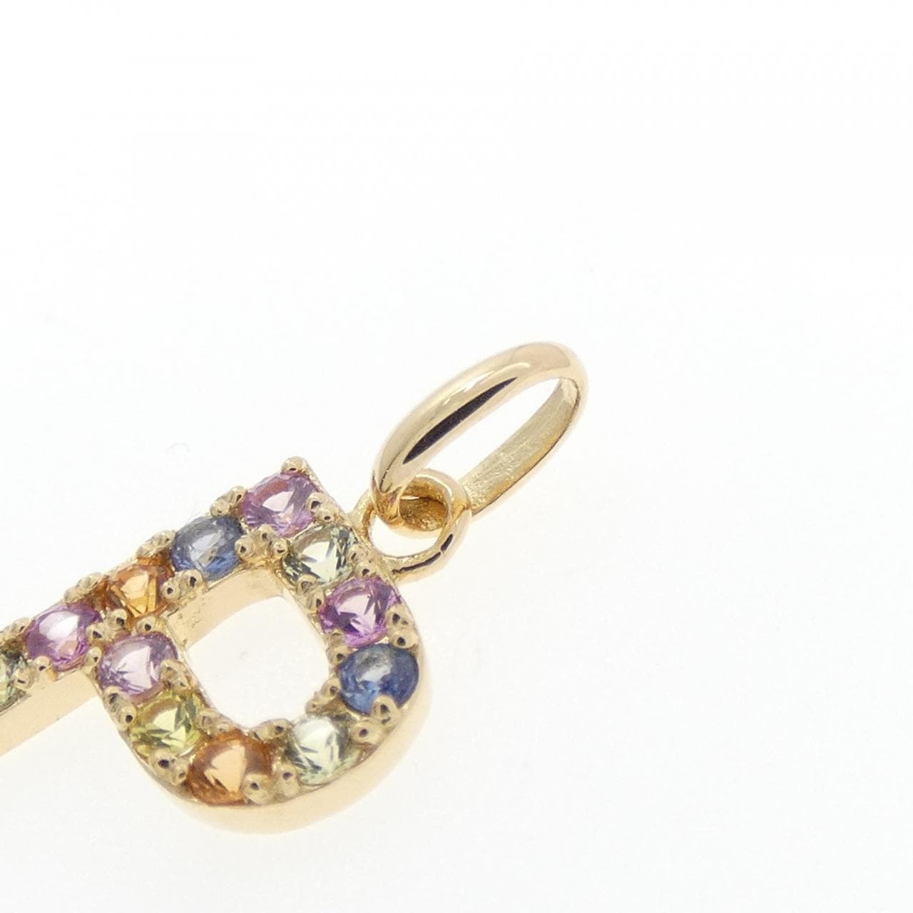 【新品】K18YG イニシャルP サファイヤ ペンダント 0.20CT