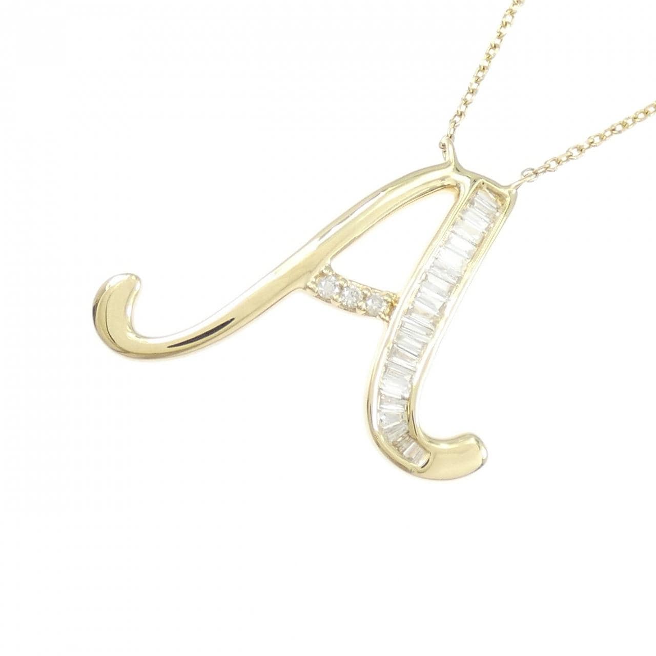 K18YG Initial A Diamond Necklace 0.15CT