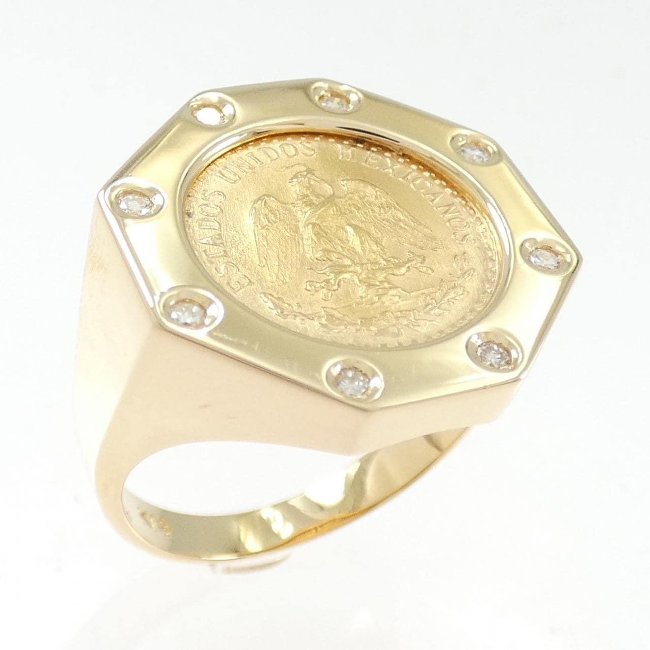 K18YG ダイヤモンド コイン リング 0.11CT