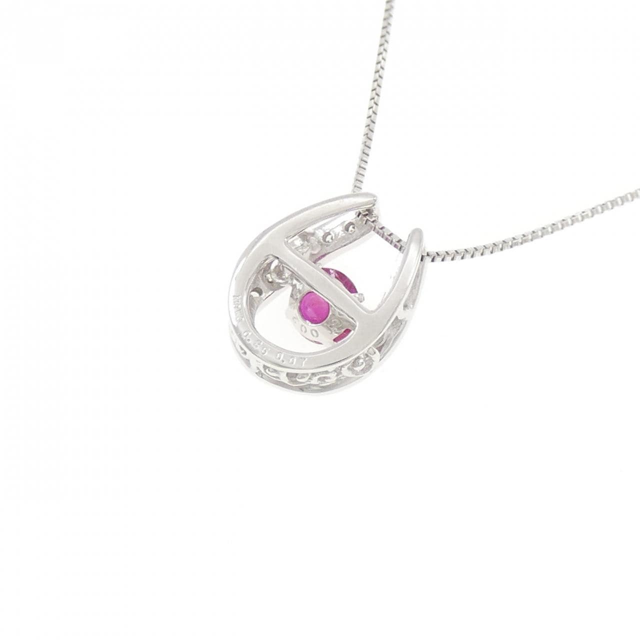 K18WG ルビー ネックレス 0.25CT