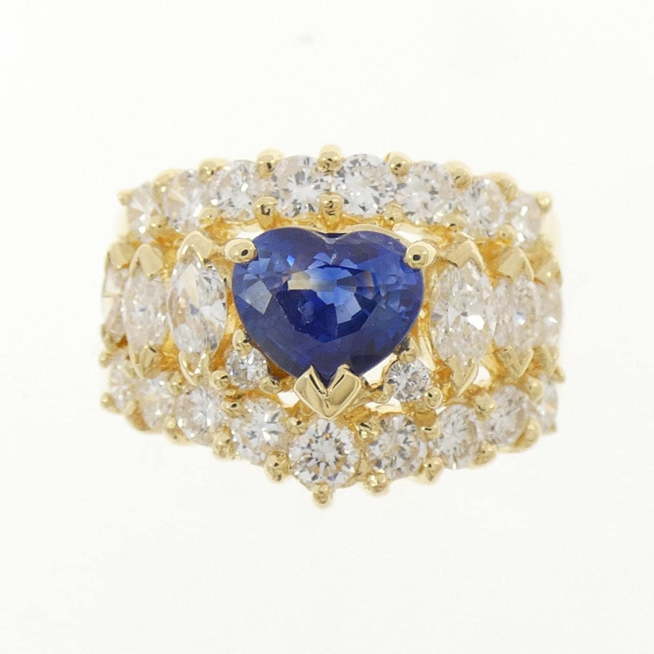 K18YG ハート サファイヤ リング
