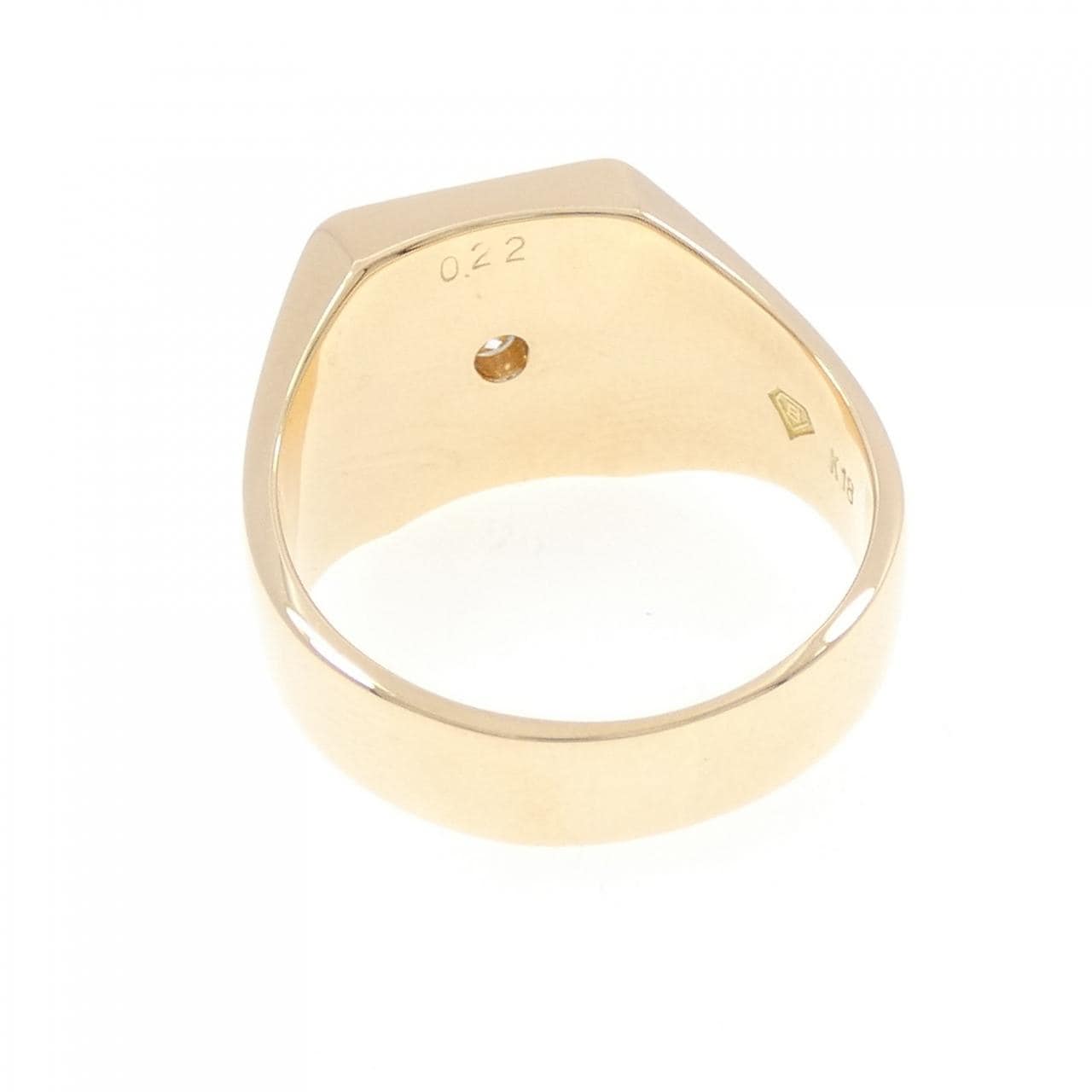K18PG 印台 ダイヤモンド リング 0.22CT