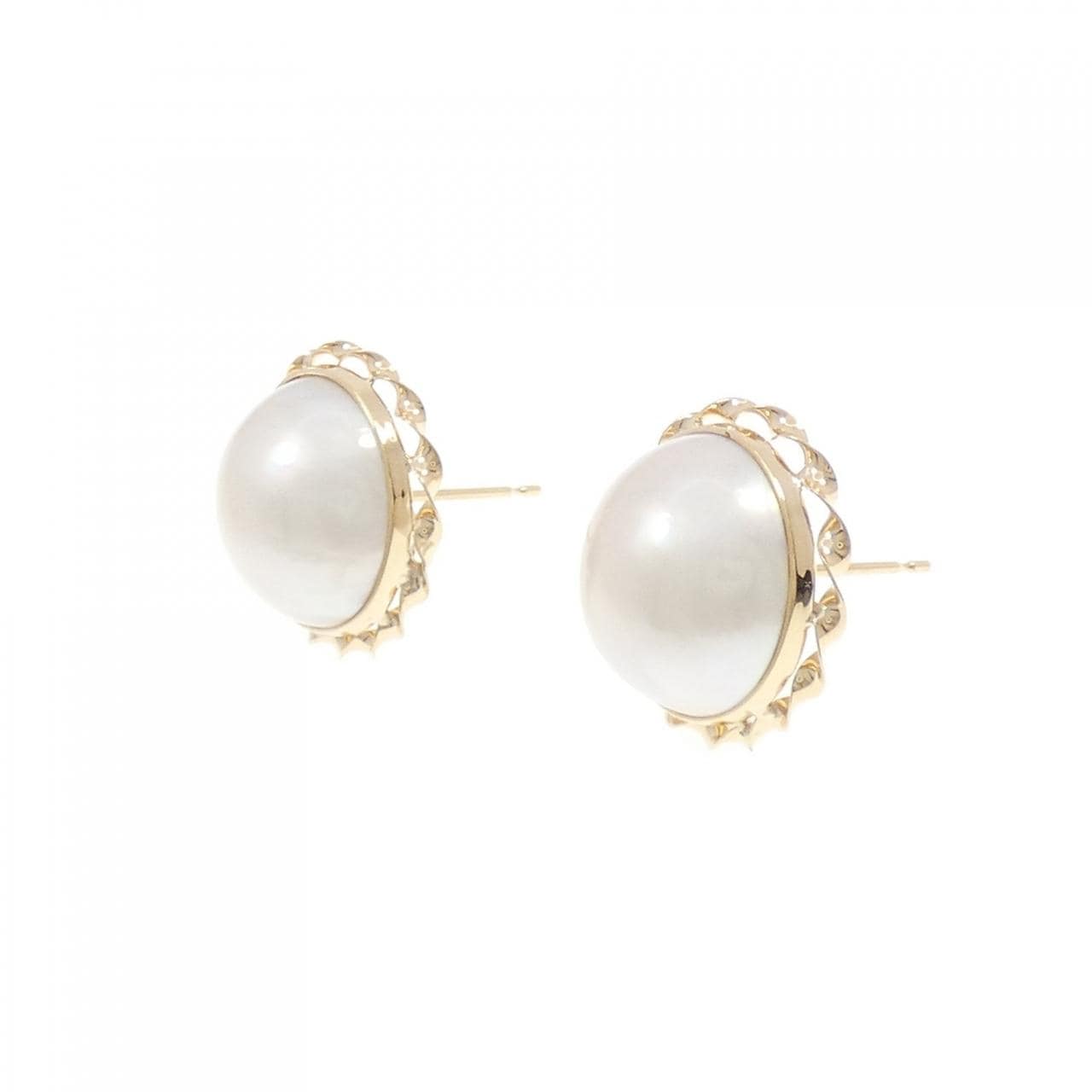 K18YG Mabe pearl earrings