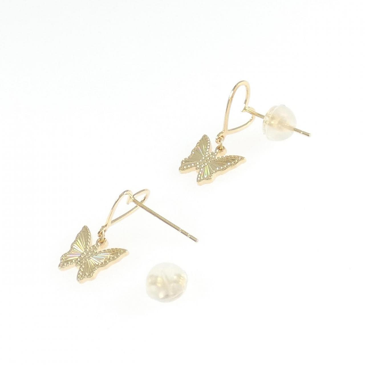 【新品】K18YG ハート×バタフライ ピアス