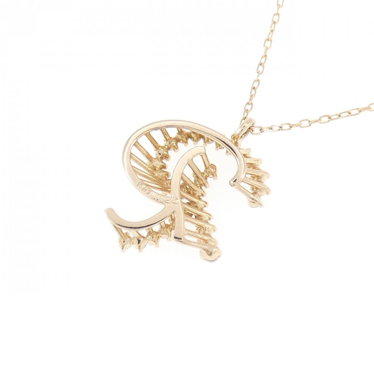 K18PG イニシャルR ダイヤモンド ネックレス 0.24CT