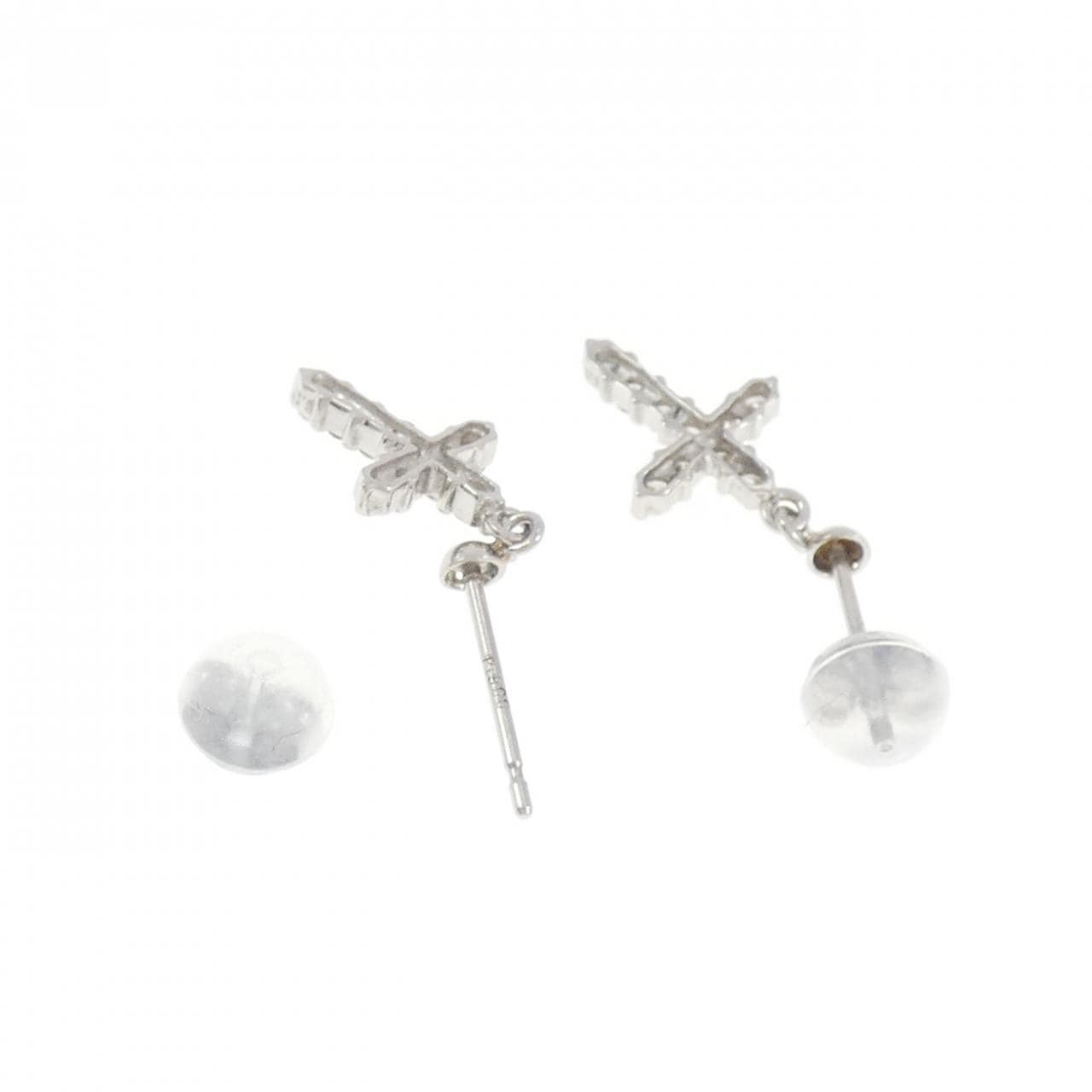 PT900 クロス ダイヤモンド ピアス 0.20CT