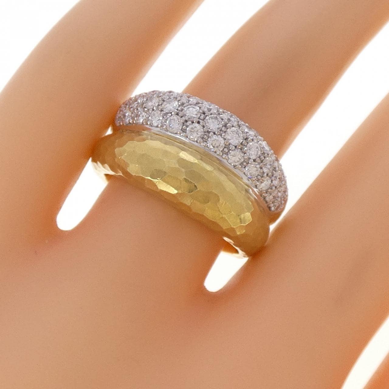 750YG/750WG パヴェ ダイヤモンド リング 1.01CT