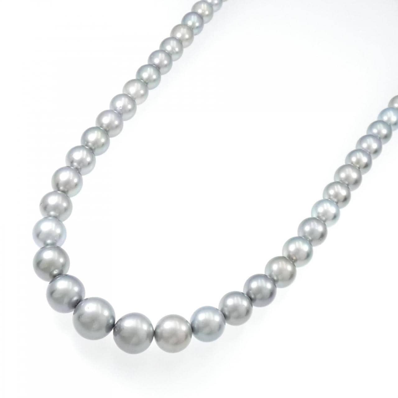 Silver clasp black butterfly pearl necklace 11-14.4mm