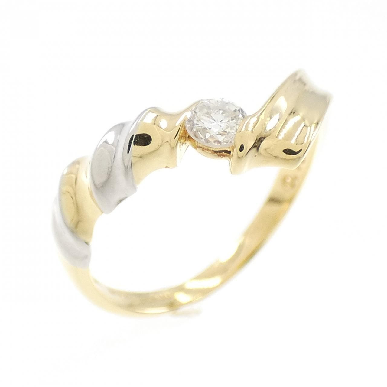 K18YG/PT ダイヤモンド リング 0.13CT