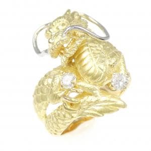 K18YG/PT ドラゴン ダイヤモンド リング 0.20CT