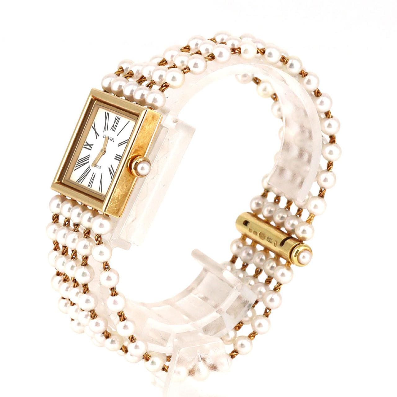 【ノーメンテナンス還元価格】シャネル マドモアゼル YG･パールブレス Lサイズ H0007 YG クォーツ
