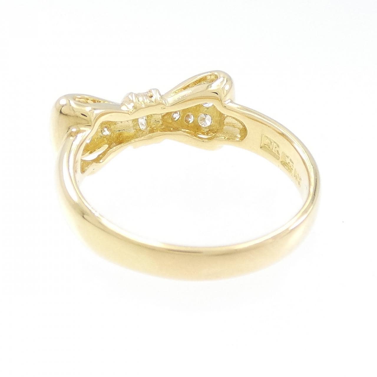 K18YG ribbon Diamond ring 0.33CT