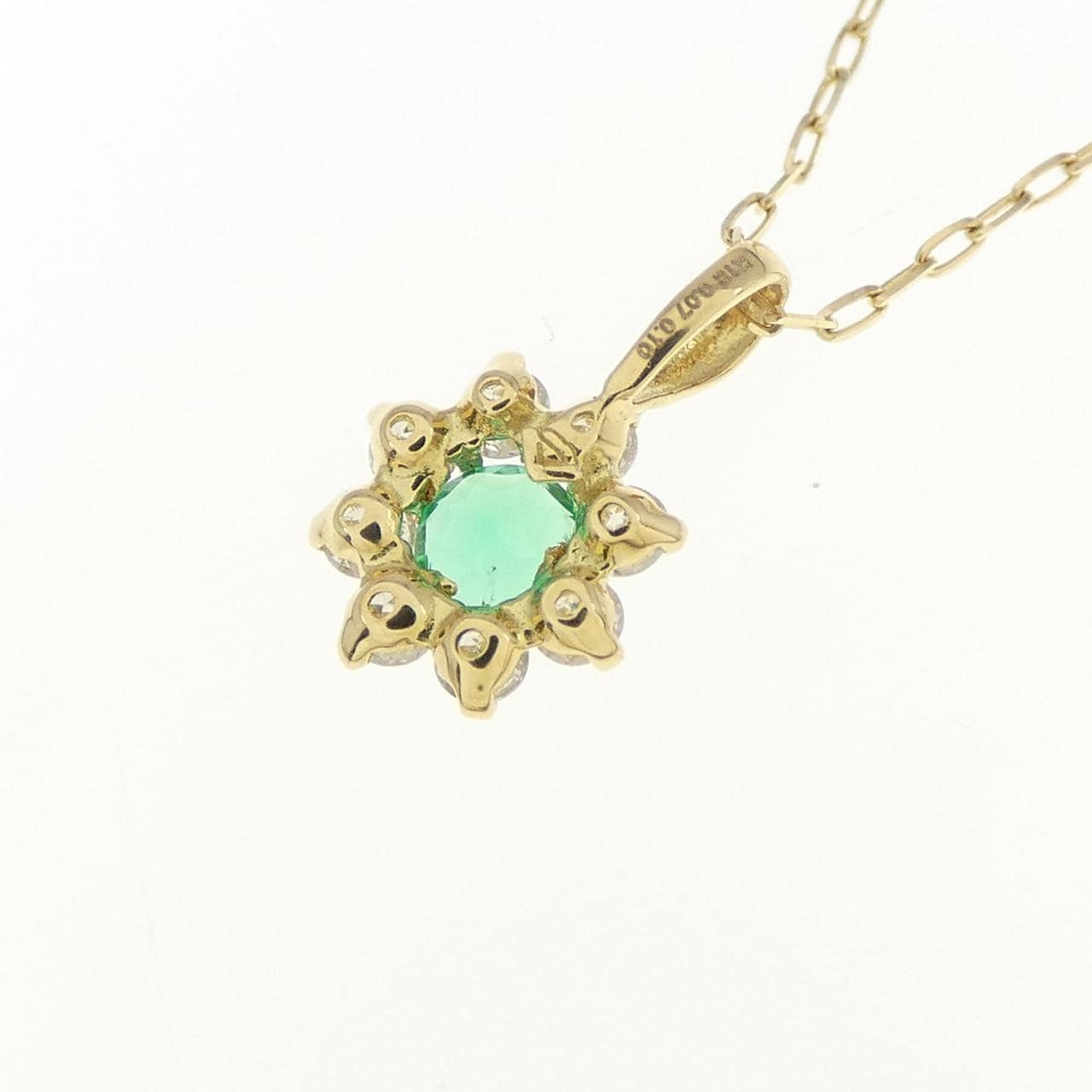 【新品】K18YG エメラルド ネックレス 0.07CT