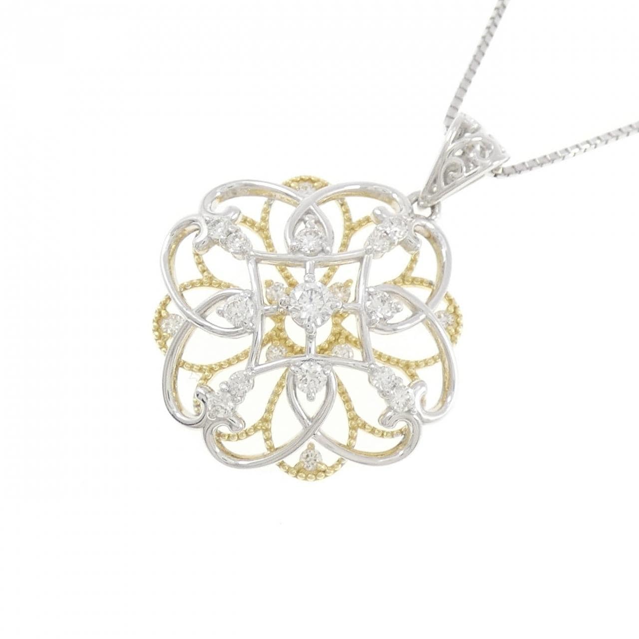 K18YG/K18WG ダイヤモンド ネックレス 0.33CT
